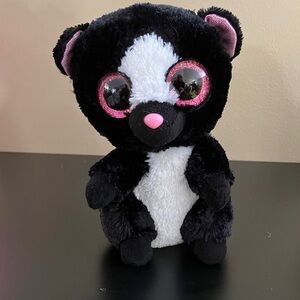 Ty Black and White Plush Skunk with Pink Details. Flora